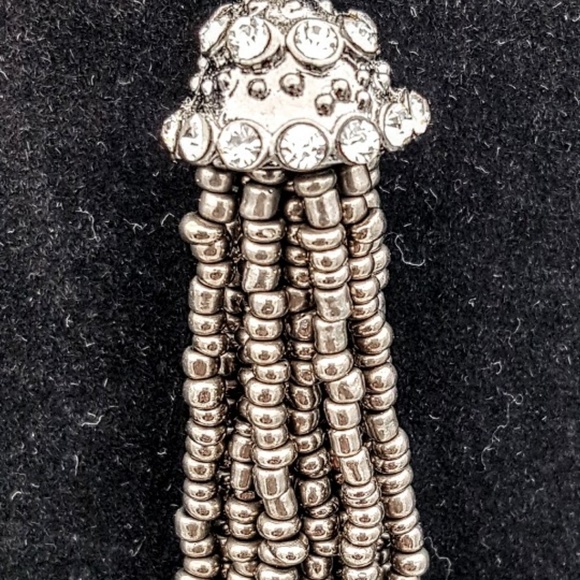 Charcoal-Colored Crystal and Bead Earrings - Picture 2 of 4